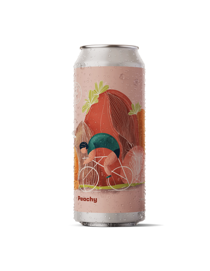 Front of Can Peachy Cider