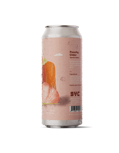 Right of Can Peachy Cider